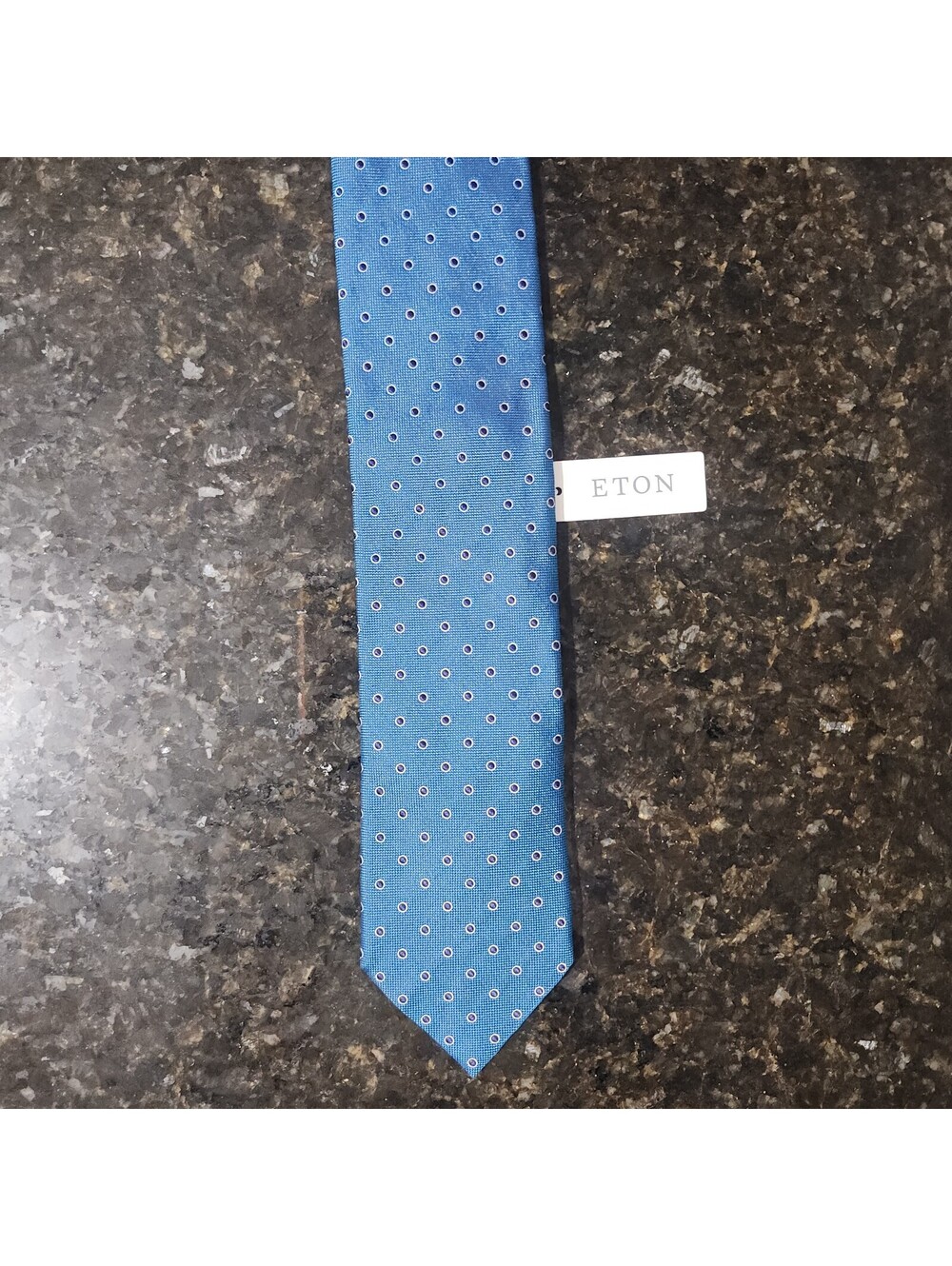 NWT Eton 100% Silk Tie Polka Dot Blue Made in Italy
